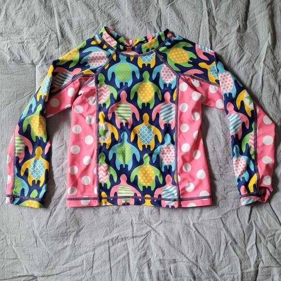 Ruffle Girl Sunshirt Swimsuit Top Size 5 Long Sleeve Lot of 2 Turtle & Paisley - Picture 6 of 11